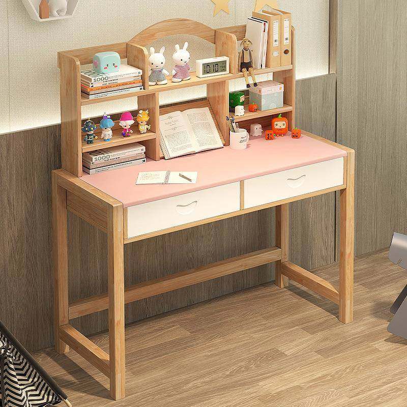 亿家达书桌书架一体桌家用卧室学生写字桌实木简约北欧学习长条桌