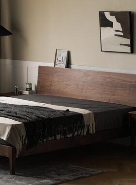 北美FAS黑胡桃木床北欧全实木现代简约双人床主卧日式1.8米1.5米