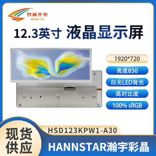 12.3寸液晶显示屏1920*720中控车载模组瀚彩液晶屏HSD123KPW1-A30