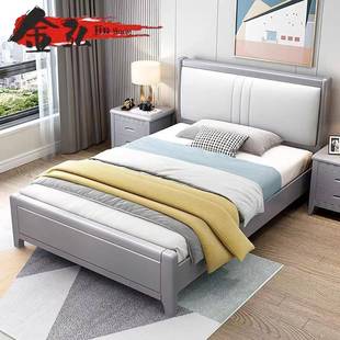 实木床1.2米宽儿童男孩单人床储物软包1米8简约家用新中式格调