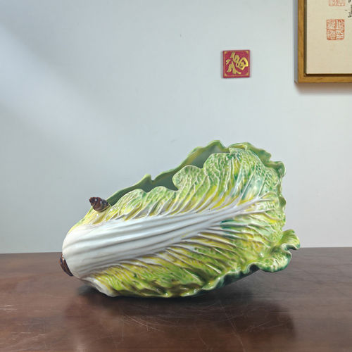 石湾花盆花瓶陶瓷摆件手工生菜生财祝福新居开业送礼工艺品创意
