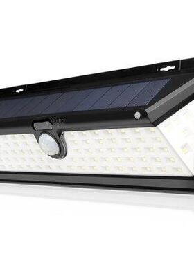 118LED太阳能防水三面人体红外感应壁灯庭院灯花园灯路灯智能