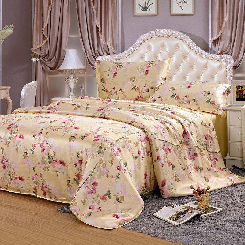 桑蚕丝床上用品床单被罩枕套兰若沙华拼幅款四件套,纺织面料/辅料/配套,纺织机械配件,淘宝优惠券,粉丝福利购,淘宝优惠卷