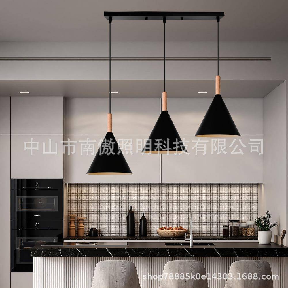 美式现代吊灯餐厅灯简约卧室灯饰书房灯具三头可调节现货