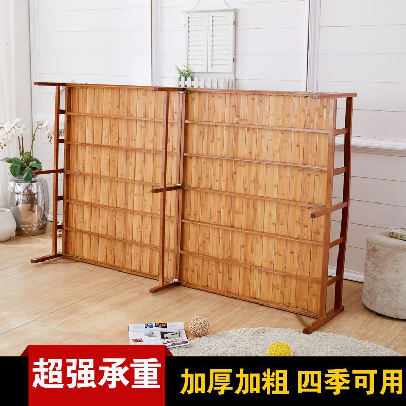 竹床折叠床双人单人简易午休午睡床家用行军经济型租房硬板竹子床