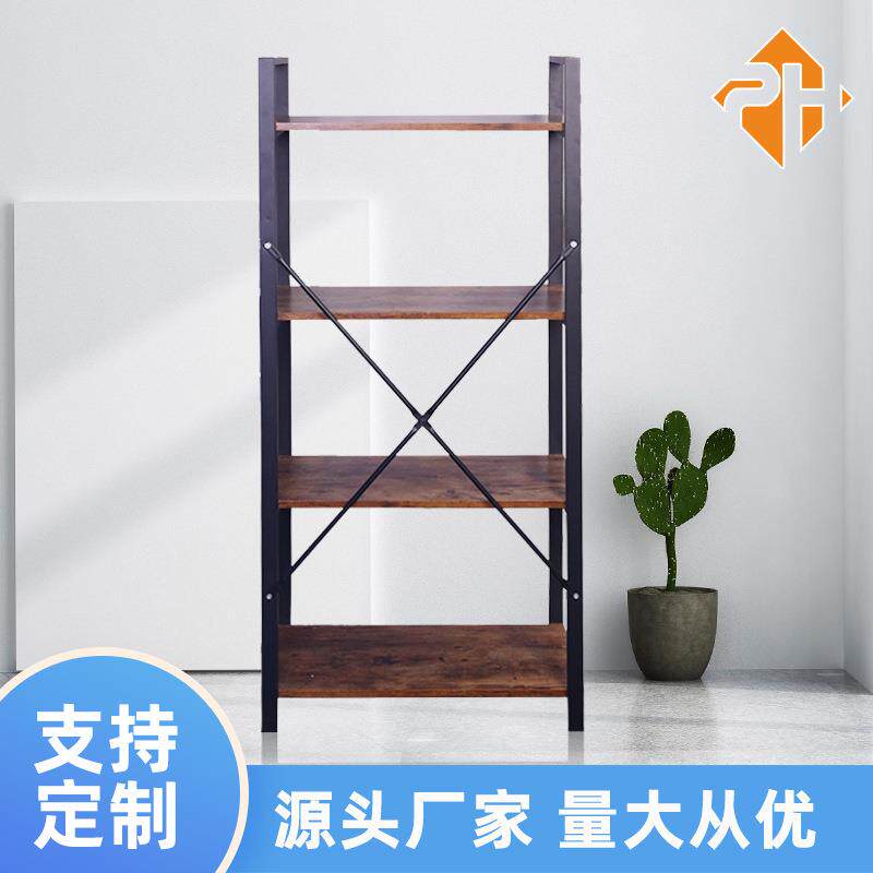 折叠书架落地简易儿童客厅储物置物架卧室收纳小型铁艺书柜