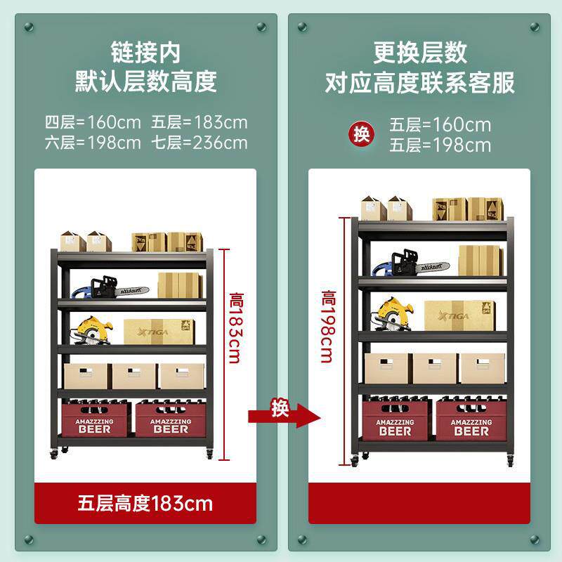 加厚阳台置物架多层储物柜家用厨房落地式收纳架储藏间地下室媛洛