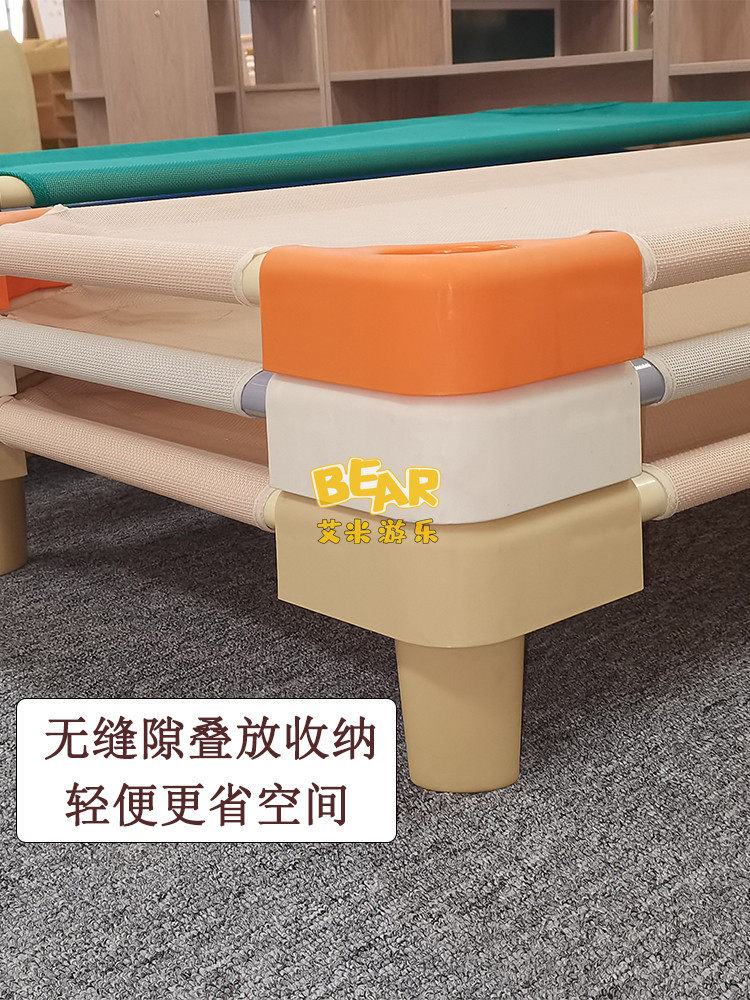 幼儿园儿童床午休床网布床塑料床新款网面床儿童单人睡床