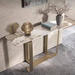 客厅家具走廊玄关桌不锈钢弯管工艺可配岩板大理石天然石桌面板