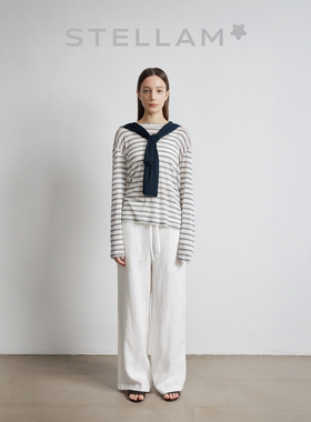 STELLAM |100%匹马棉T恤女极简修身螺纹肌理亲肤打底衫-PIMA