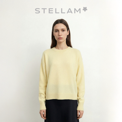 STELLAM女装100%山羊绒衫极简廓形软糯亲肤针织毛衣-ISA