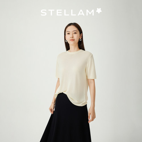 STELLAM|醋酯棉短袖针织衫极简松弛感廓形显瘦凉感衫 -WIGGLE