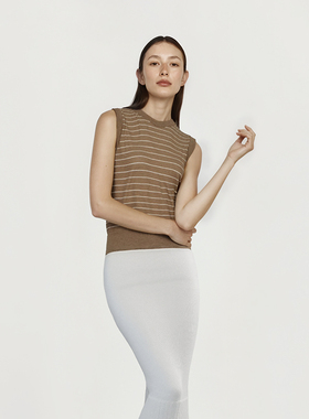 STELLAM女装 LYON 条纹羊毛无袖开衫外套