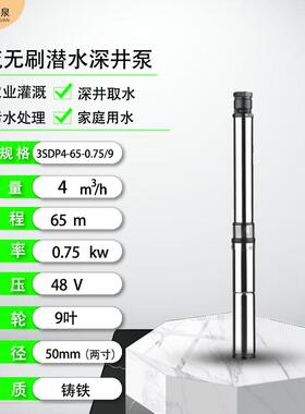 永磁无刷108v深井泵多叶轮高扬程潜水泵深井排灌地下抽水138v水泵