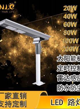 一体化LED太阳能路灯20W40W60W80W100W200W新农村照明建设路灯头