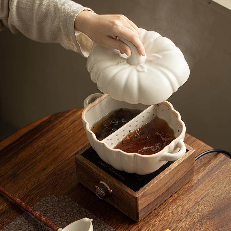 南瓜造型锅煲汤煮茶多功能锅家用搪瓷汤锅养生围炉煮茶电陶炉通用