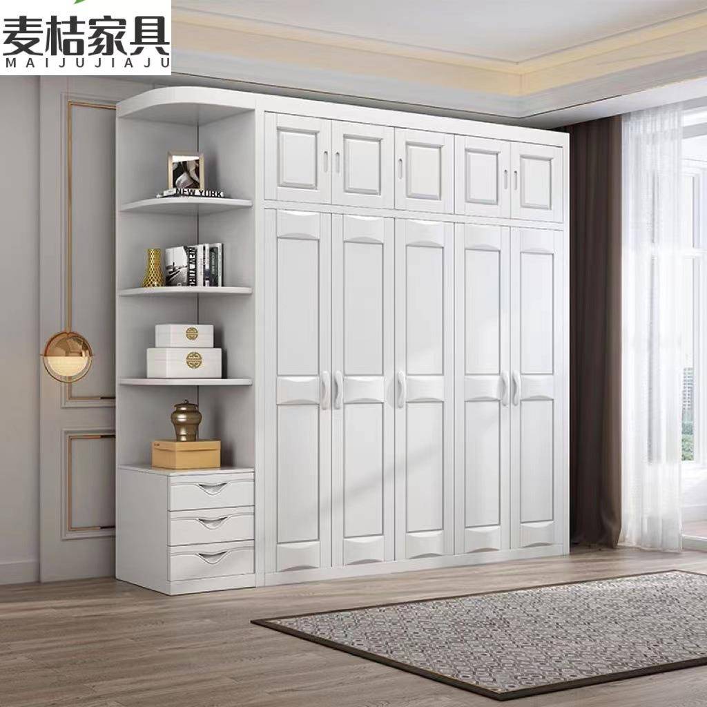 中式实木衣柜3456门对开门现代简约家用卧室大衣橱田园风家具