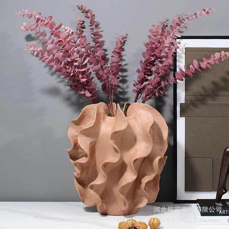 现代简约树脂裙边花器异形花瓣花瓶花插样板间桌面玄关餐桌干花器,收纳整理,烫衣板及配件,淘宝优惠券,粉丝福利购,淘宝优惠卷