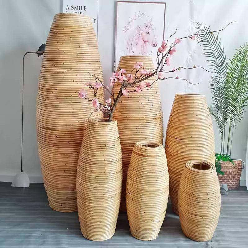 东南亚藤编落地花瓶摆件插干花绢花编织花器客厅餐厅橱窗摆设防摔,纺织面料/辅料/配套,纺织机械配件,淘宝优惠券,粉丝福利购,淘宝优惠卷