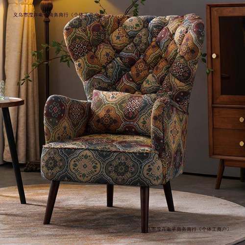 花布小众纹美式单人沙发椅风卧室田园v组宫廷艺复古阳台懒人包邮