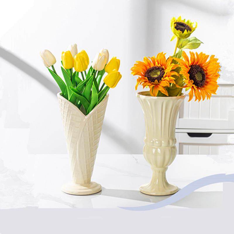 奶油风轻奢创意花边陶瓷花瓶高级感摆件客厅餐桌装饰花器,纺织面料/辅料/配套,纺织机械配件,淘宝优惠券,粉丝福利购,淘宝优惠卷