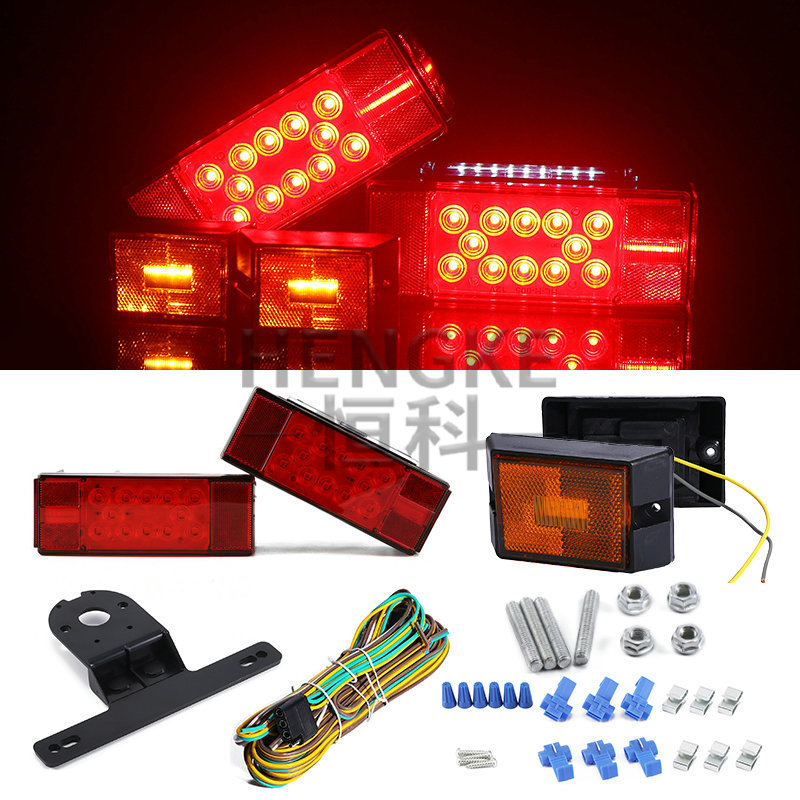 DOT防水车灯 12V长形卡车货车尾灯 LED高亮刹车尾灯套件组合QT-06