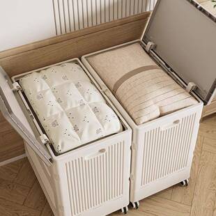 衣服收纳箱大容量家用翻盖带滑轮可折叠筐衣物整理被子储物柜