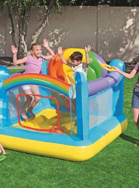 Bestway52269加厚家用彩虹蹦蹦床跳床游乐充气室内城堡方形弹跳池