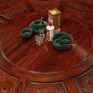 餐桌印尼黑酸枝圆阔叶黄檀大圆桌酒ZRI雕花中式全实店木餐桌桌椅