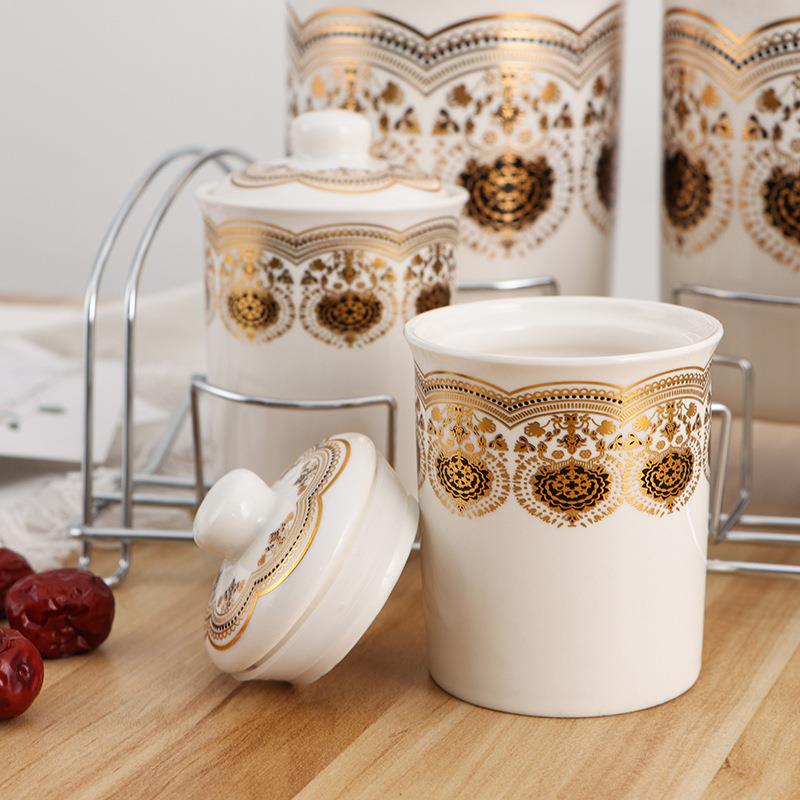 现代简约陶封罐厨具瓷七件套瓷无品牌/罐纳收盒五谷密杂粮储存罐