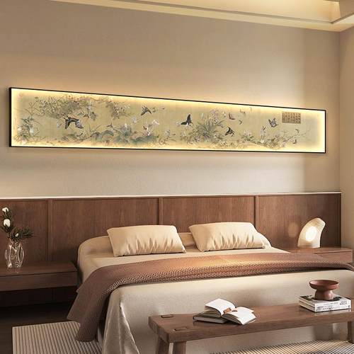 百蝶图卧室装饰画新中横版主卧式床头壁?感画F$px}^ld宋式美学壁