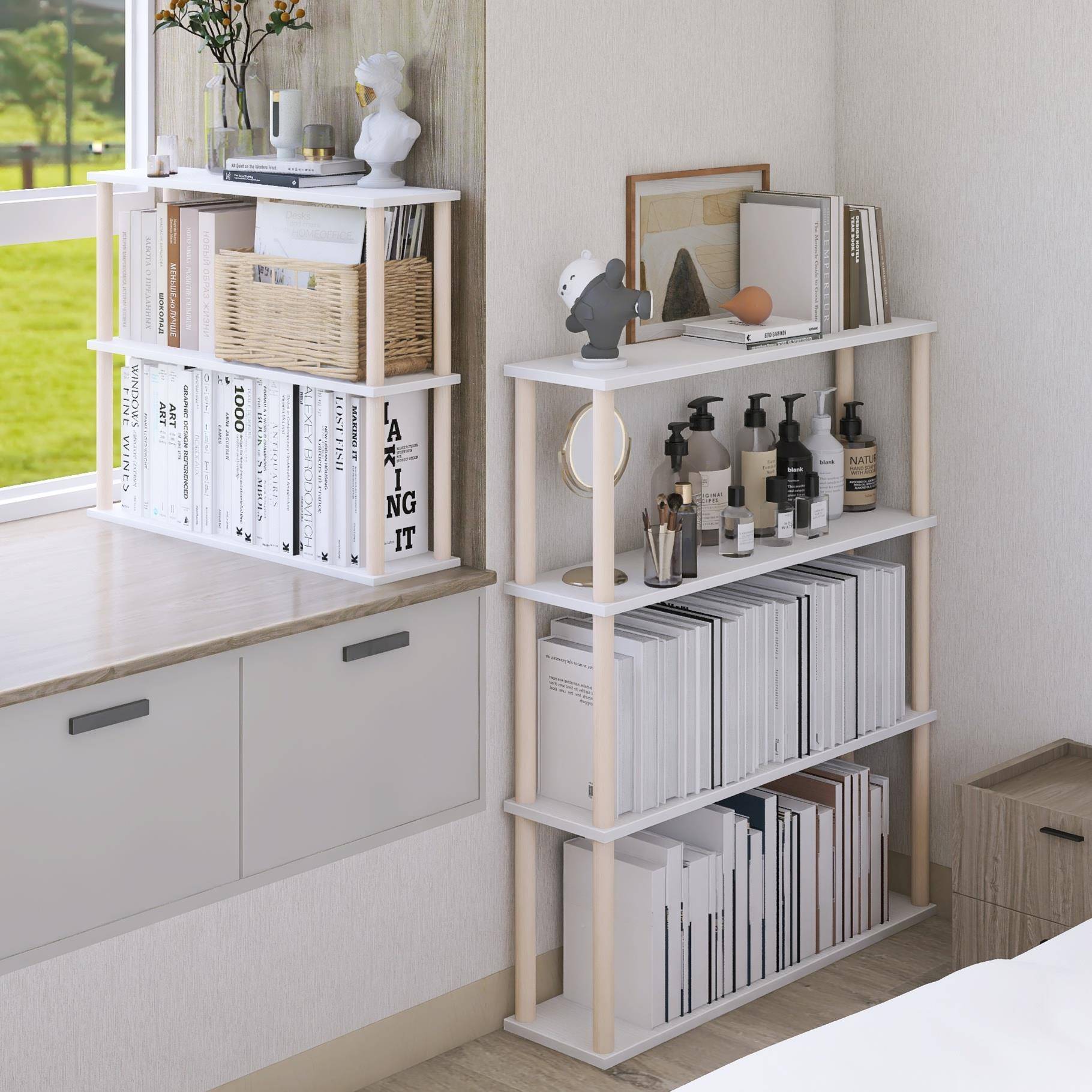 W8飘窗书置物架书桌桌面20架cm地架子窗YJB台落夹缝靠墙窄款多层