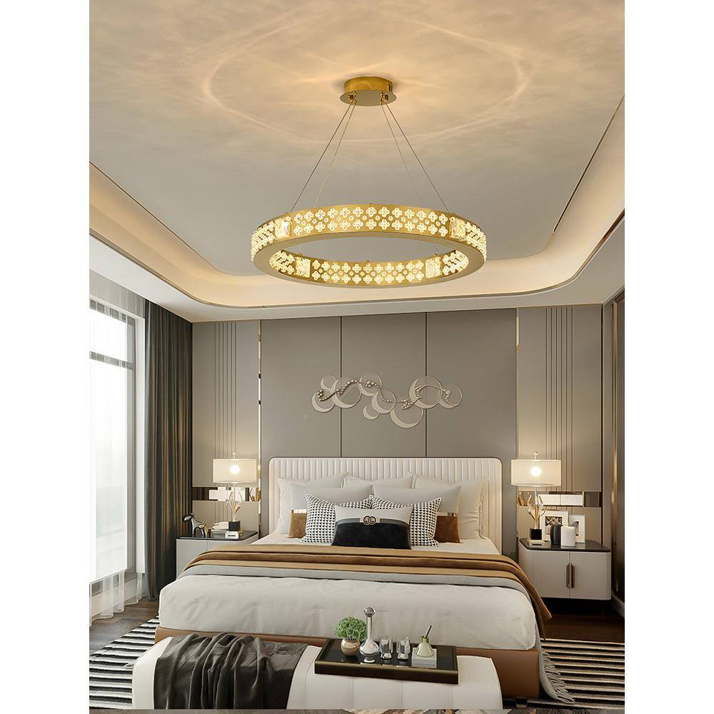 新款简约轻奢水5908晶餐D厅吊灯餐圆形现值代高档LE灯饰高颜创意