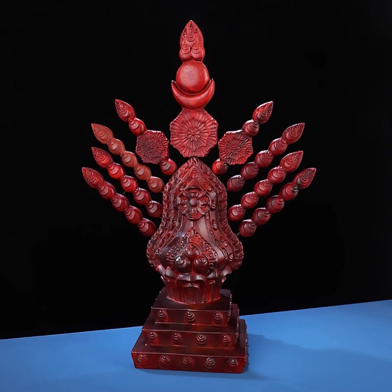 藏式民主风血檀木财神朵玛食子供奉摆件客厅吉祥供物朵玛食子