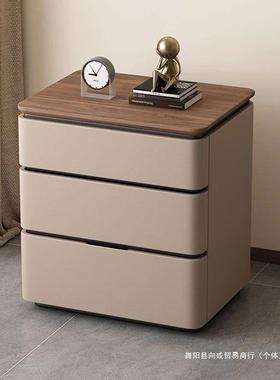 实极简简新款收木床头柜家用卧室床边柜现代约三抽加宽CBY纳床头