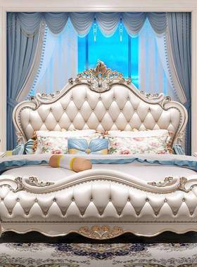 现代家白色XHN公主床简欧用奢婚床式床双人欧华美式高档主卧实木