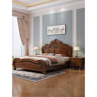 全物实米木美式 床现代简约8双人床1.主卧大床轻638奢白色公主床储