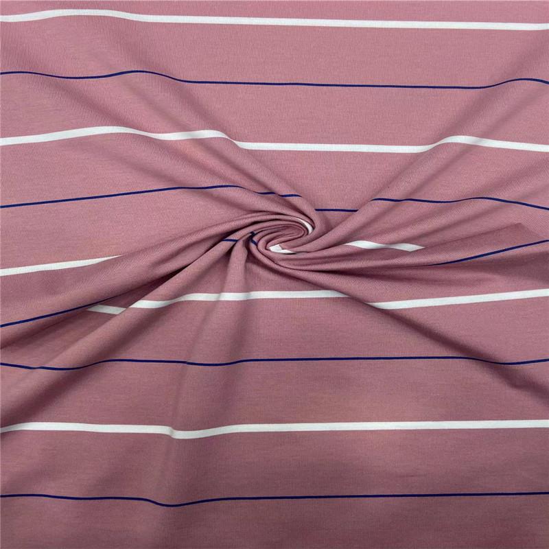 家直销男装T厂恤夏季织面料涤棉色间条宽条织平板拉架针布VKMpolo