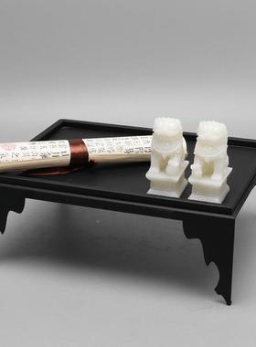 新中式铁艺黑色高脚形托家盘居茶室样板间茶设几PMF书房创意摆装