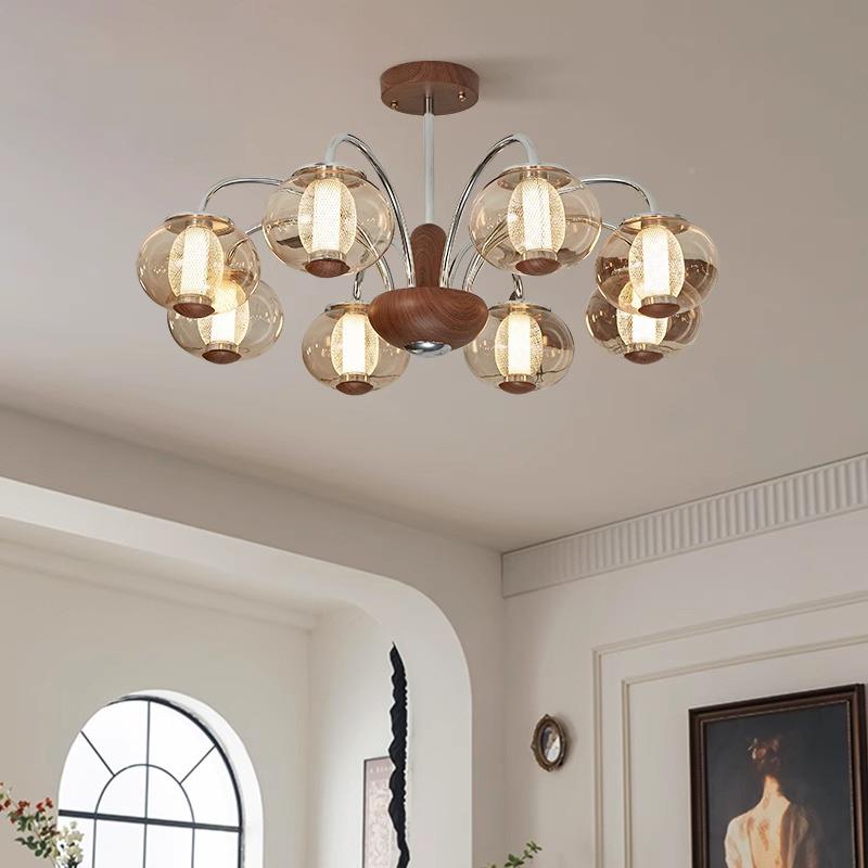 法式中古客厅灯复古vintag餐厅e胡木色92书房卧室设吊计师房间桃