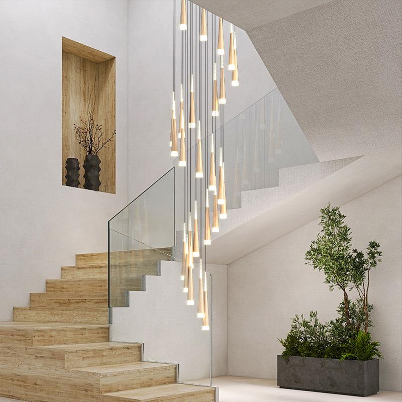 楼908梯长吊网灯2025年新款现代简约转别墅复式轻奢oft红旋楼梯l