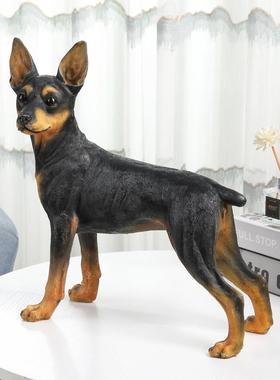仿真摆狗件杜宾动物模型犬雕塑客001厅玄关工电视柜装饰树脂艺品