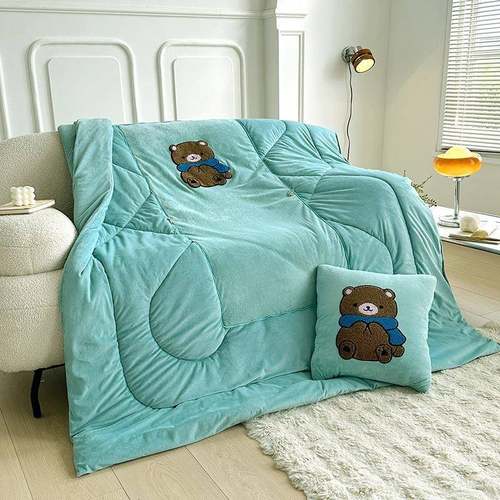 全绒厚A类婴绒婴儿绒围儿抱枕被子两用二合一学生午睡午休办室公