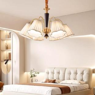 法铜式 朵布艺复古风餐厅灯具民宿卧室美胡桃木671花客厅 全中古式