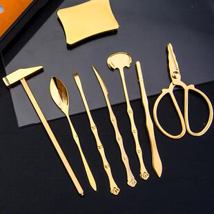 不人锈钢镀吃八金蟹件礼盒镀金赠佳品螃蟹工具