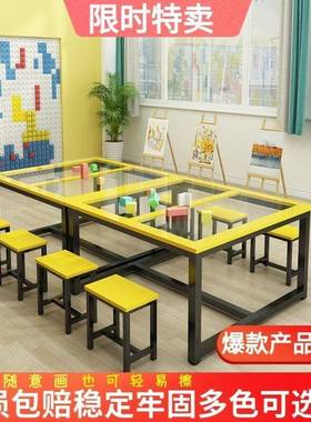 幼儿美术桌画子儿童绘中桌手工桌小生课桌学椅画室桌子少儿美60术