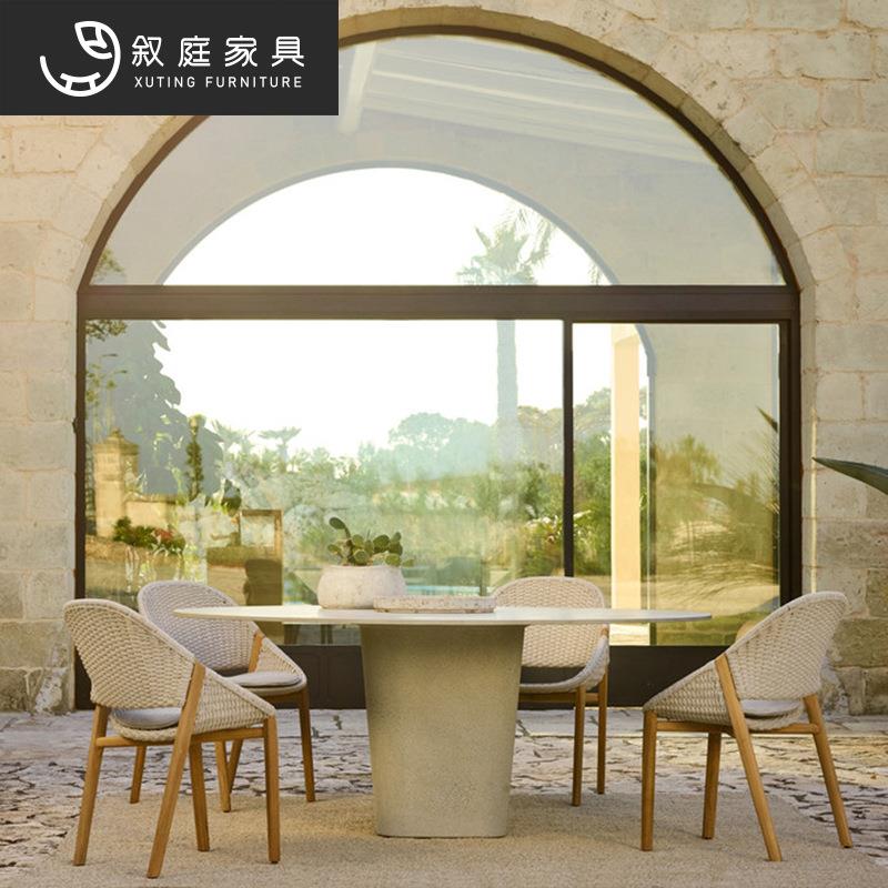 户沙民宿栈客露天阳台庭院创意休闲藤编绳外单人桌椅三件22-1-8-5