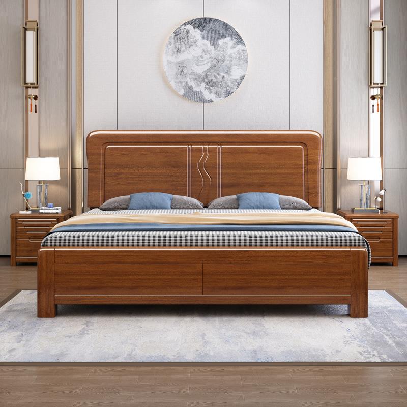 中式胡桃实木床.8木米床现代简约经济型1.5米主卧室单双1人家具