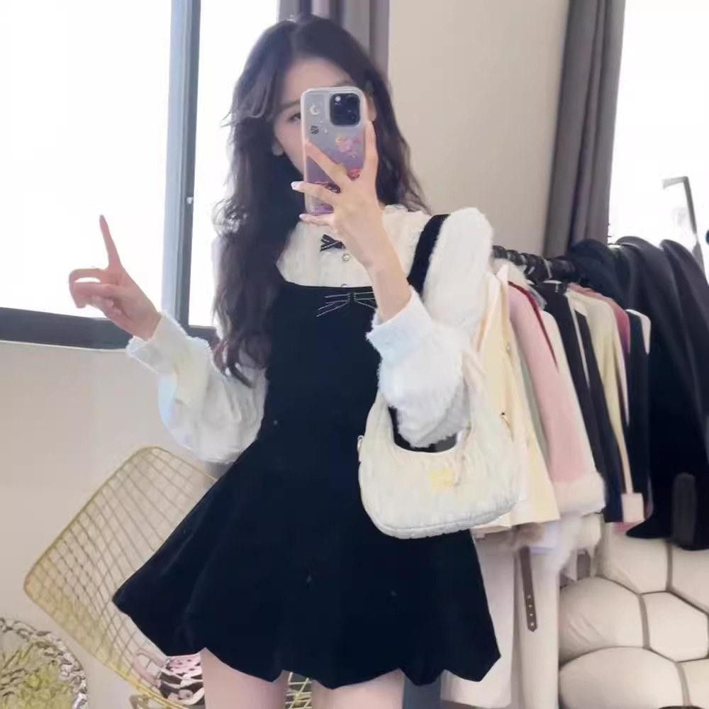吊法收甜美小清新带F666*520裙套装女春秋新款小个子穿搭腰显瘦两