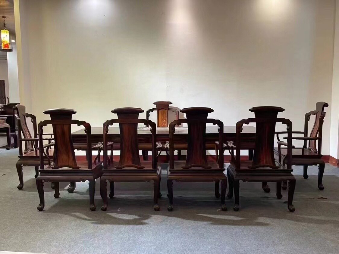 老挝大红酸枝交趾黄檀卷书茶桌